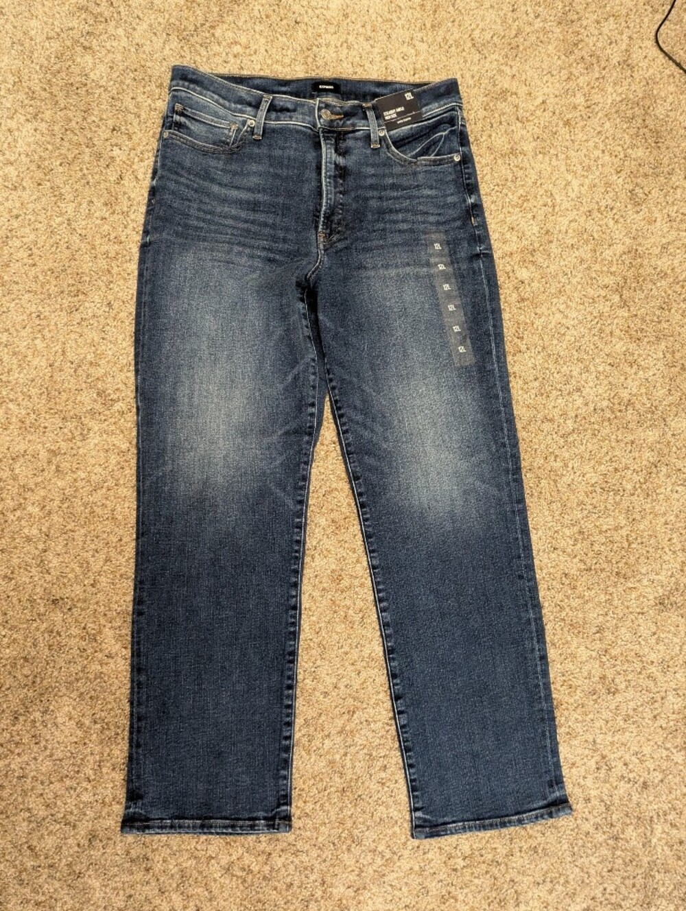 NWT Express Dark Wash High Rise Straight Ankle Jeans 12L